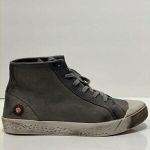 Softinos by Fly London Kip High Top Grey Leather Sneaker Shoes Size 40